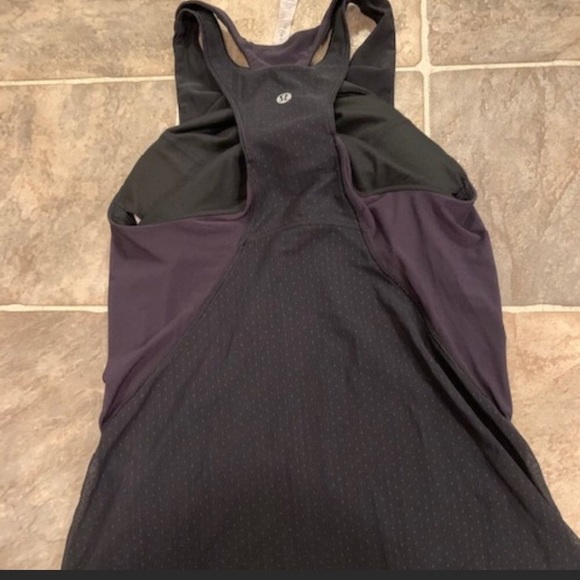 Lululemon Sheer Back Polka Dot Black Tank Top Shir - Picture 2 of 7